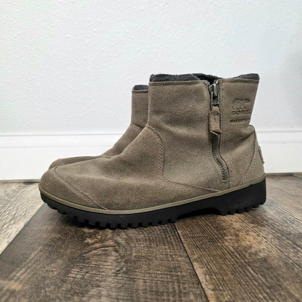 Sorel Suede Ankle Boots Taupe Winter Boots Side Zip Women's 10 1/2 - Picture 9 of 9